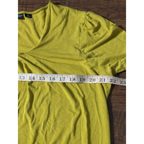 Dialogue Womens Pleated Scoop Neck 3/4 Sleeve Top Rayon/Spandex Yellowish in XL - Picture 10 of 13